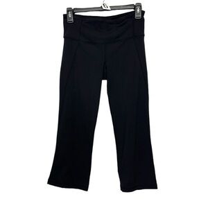 Lululemon Gather & Crow Split Calf Yoga Leggings Crop Ladies BLACK 6